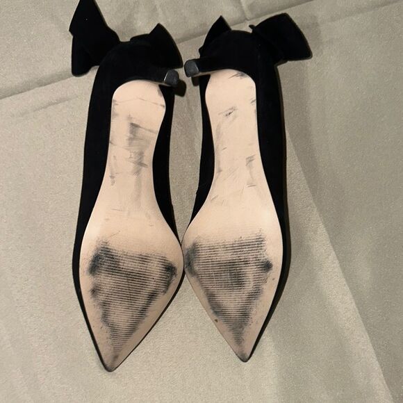 Talbots Black Stiletto Heels Classic Suede Pumps w/ Bows Size 8 - Picture 8 of 10